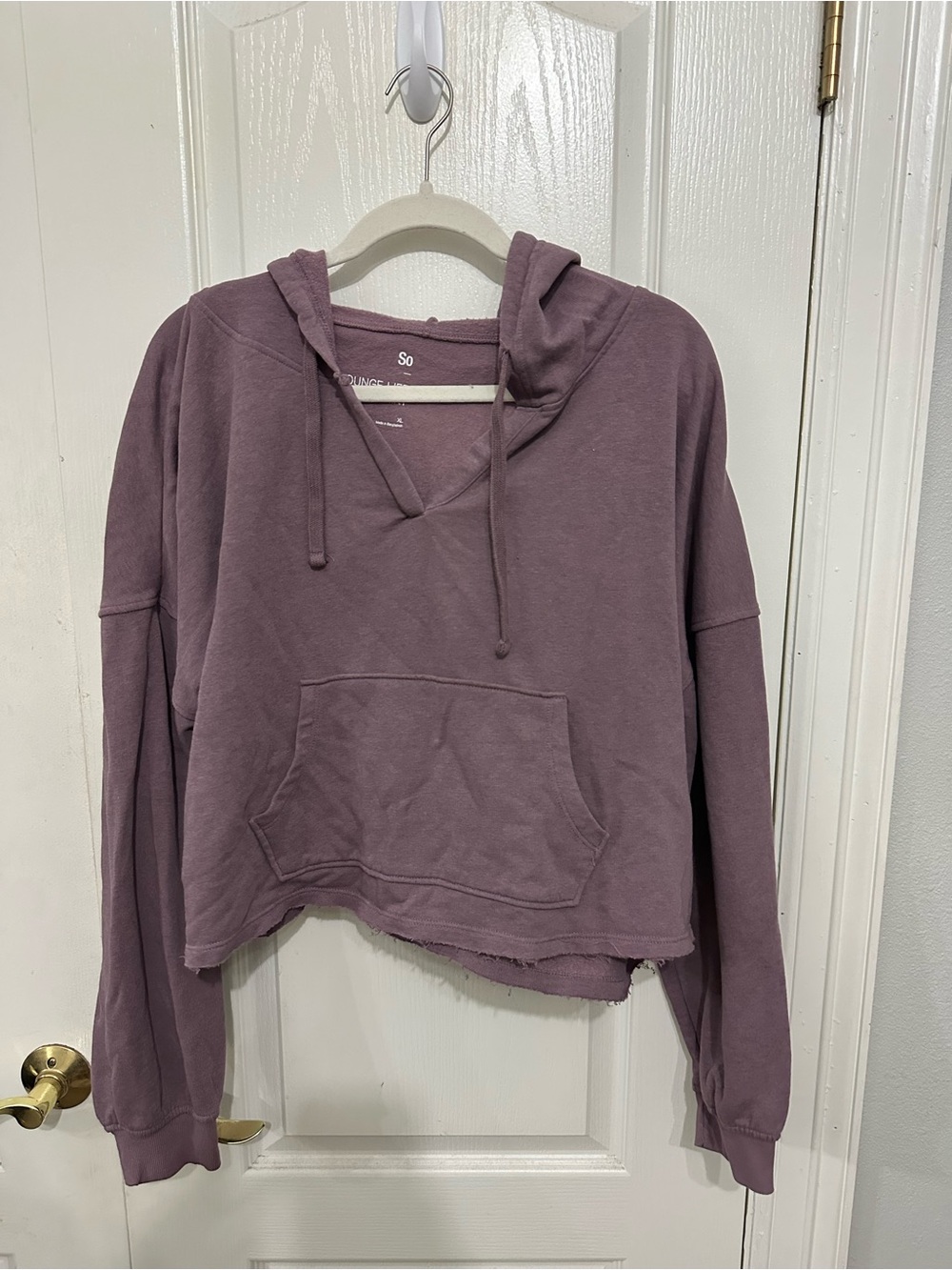 SO Mauve Cropped Hoodie with Kangaroo Pocket